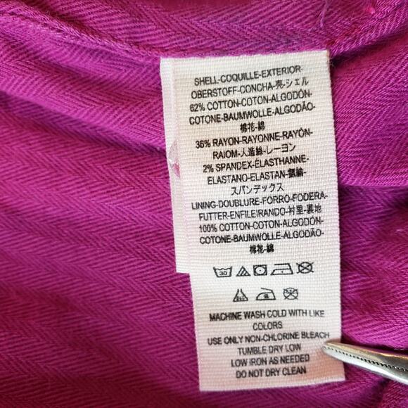 FREE PEOPLE Velvet Bomber Trucker Jacket Fuchsia Women's Size XS Fully Lined - Picture 6 of 15